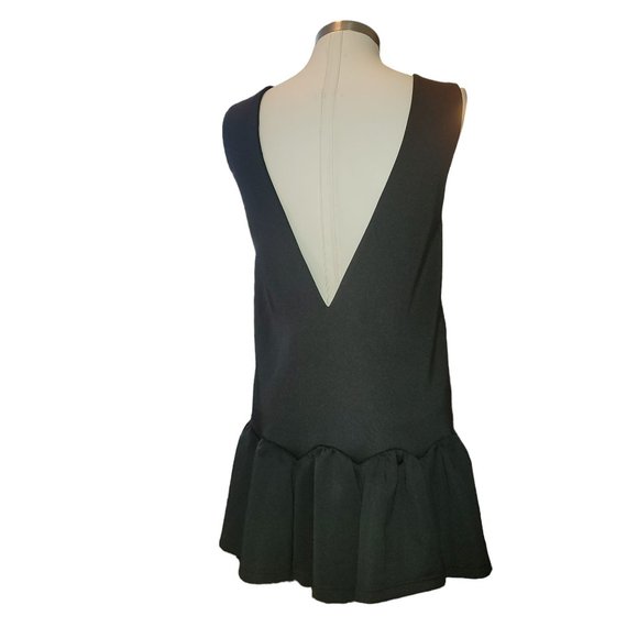 Black Mini Dress Deep V Scalloped Ruffled Edge Size 12 Jj3397 - Picture 6 of 9